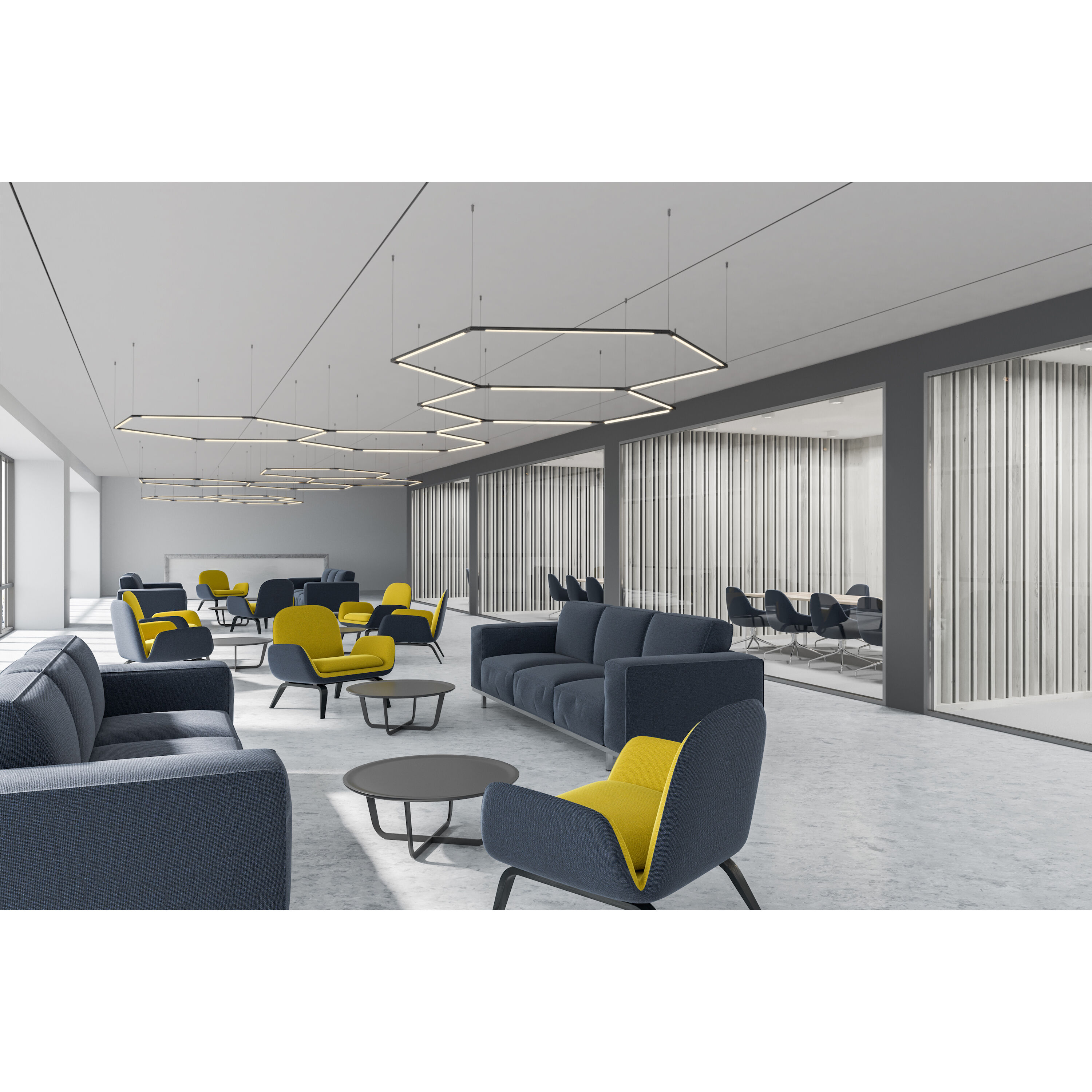 Z-Bar LED 45.34 inch Matte Black Pendant Ceiling Light, Honeycomb